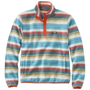 L.L.Bean Men’s Sweater Fleece Pullover Medium Striped Snaps Outdoors Gorpcore